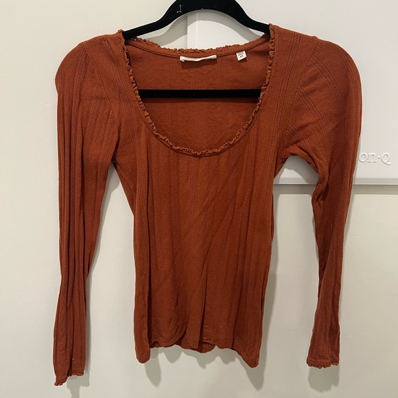 Doen Roma Pointelle Long Sleeve Top in Buckeye size xs - Picture 2 of 4